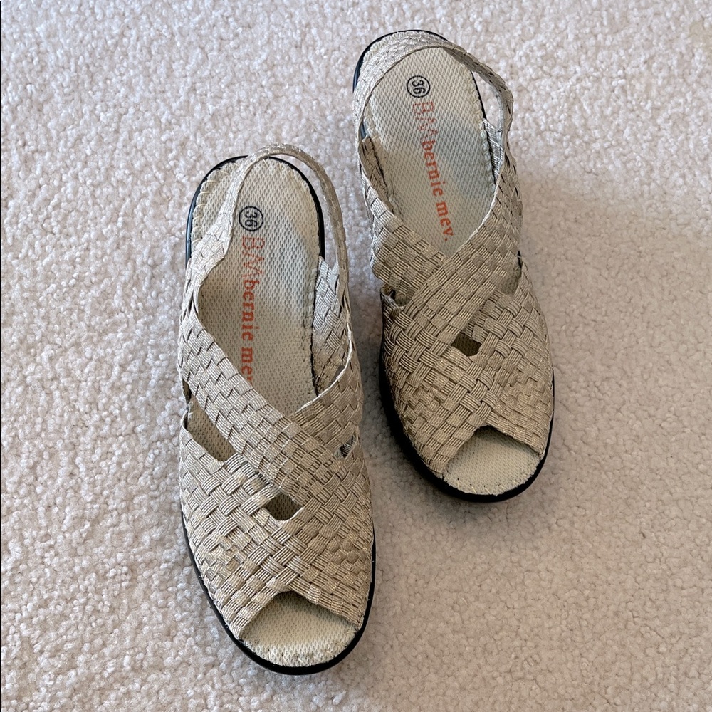 bernie mev. Cream Woven Sandals